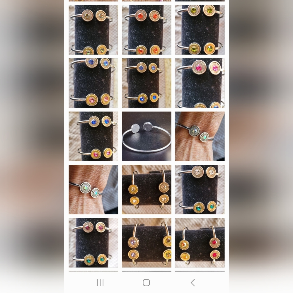 Unique Jewelry made from recycled 9 mm bullet casings and Swarovski.